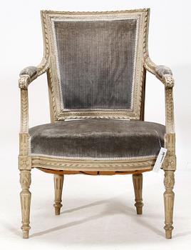 KARMSTOL, Louis XVI-stil, sent 1800-tal.