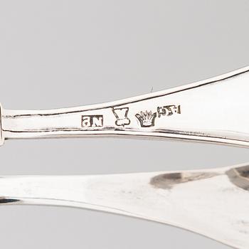 Sokeripihtejä, 3 kpl, hopeaa, Turku, Porvoo ja Göteborg 1841-46.