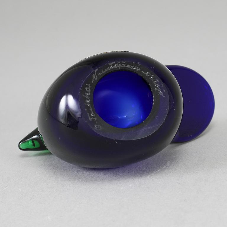 OIVA TOIKKA, glasfågel, Green Flycatcher 1972, signerad O.Toikka, Nuutajärvi Notsjö.