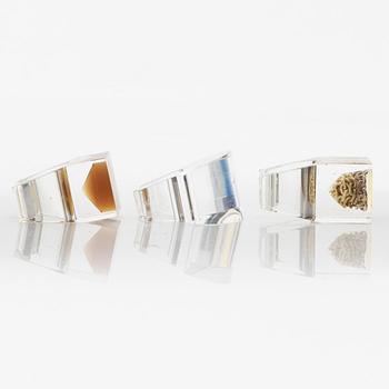 Siv Lagerström, three acrylic rings, 1970s.