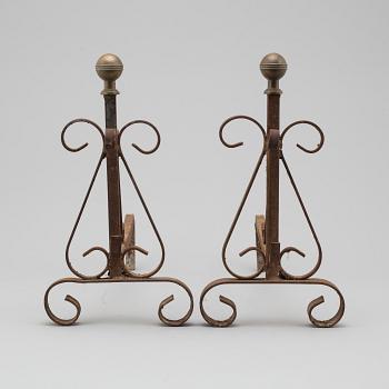 ANDIRONS, a pair, 20th century.