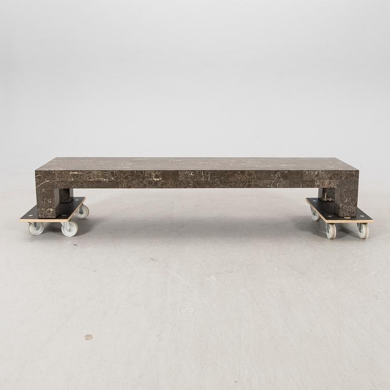 A late 20th century/21 st century travertin coffee table/sideboard.