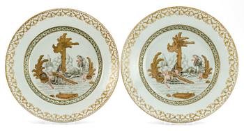 861. A pair of Grisaille dishes, Presumably Samson, 19th Century.