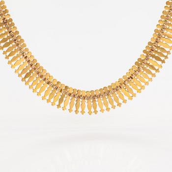 Halsband, armband och örhängen, 14-21K guld.