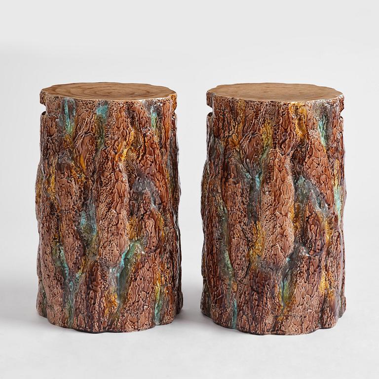 A pair of mayolica garden stools from Gustavsberg, late 19th century.