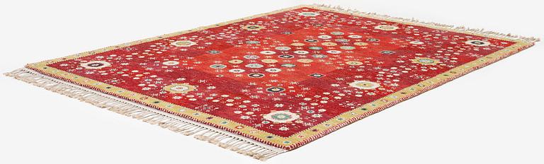 Barbro Nilsson, a 'Rabatten röd' carpet, knotted pile, 266 x 195 cm, signed AB MMF BN.
