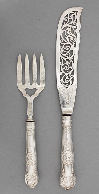 SERVERINGSBESTICK, 2 st, silver, Birmingham, 1800-talets mitt. Vikt ca 265 gram.