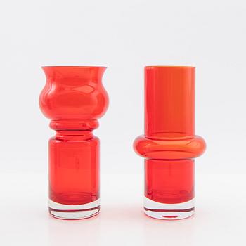 Tamara Aladin, Vases, 4 pcs, glass, Riihimäen Lasi, Finland, 1960s/70s.