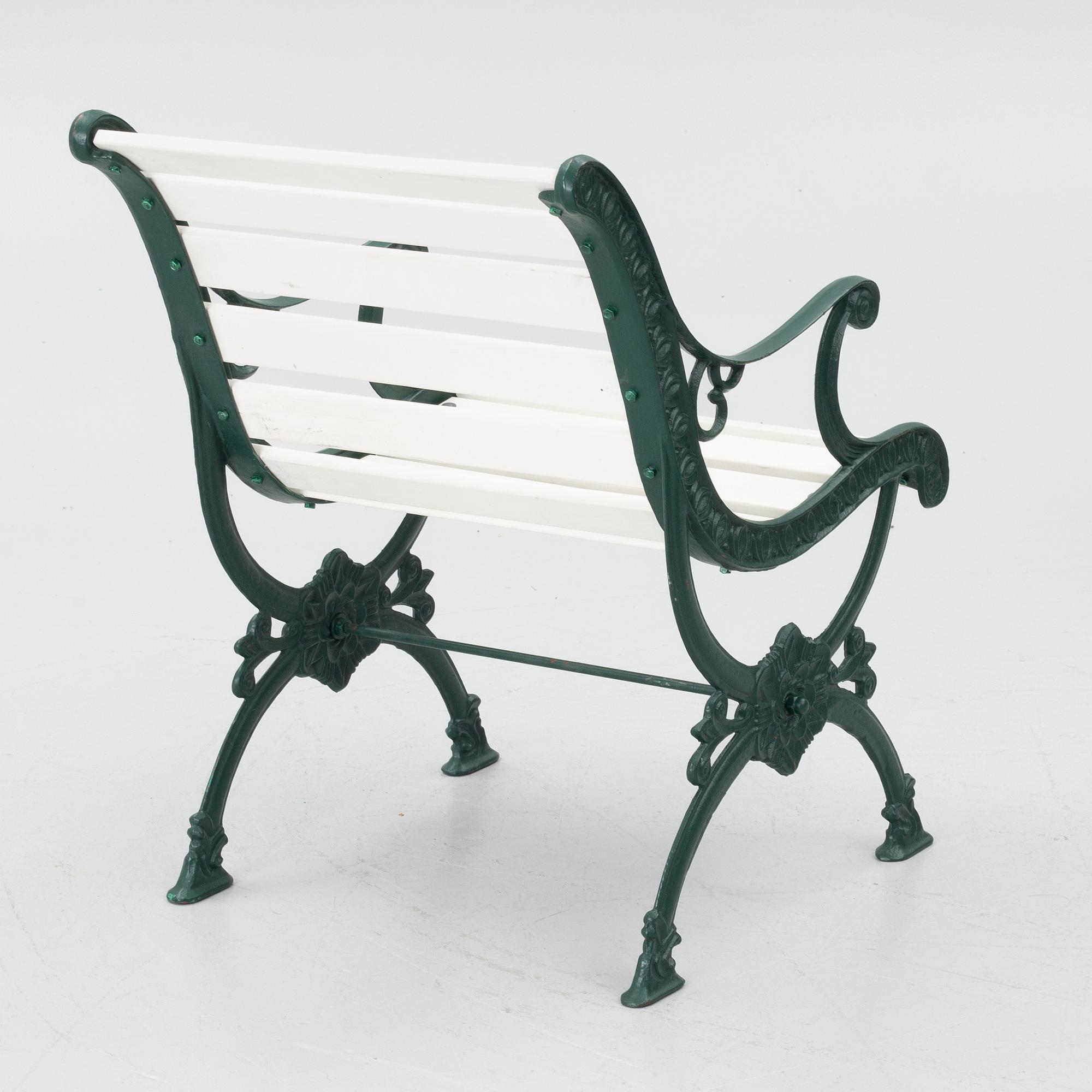 Garden bench, armchair and table, 20th century.