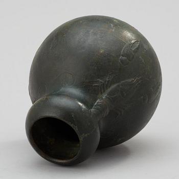 An Hugo Elmqvist Art Nouveau patinated bronze vase, Stockholm circa 1900.