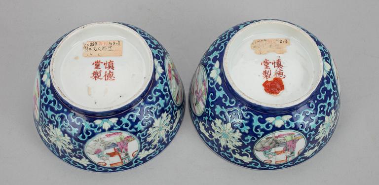 SKÅLAR, 2 st, porslin, Kina, Qing-dynastin sekelskiftet 1800/1800-tal.