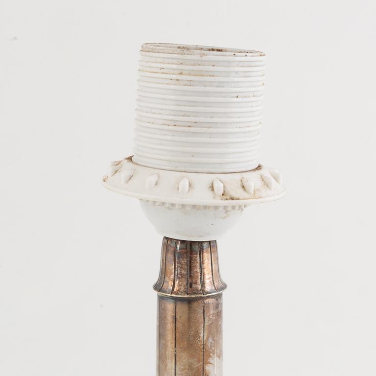 Bordslampa, nysilver, GAB, 1920/30-tal.