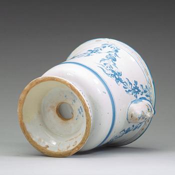 A Swedish Rörstrand faience flower pot, dated St 2/2 (17)53.