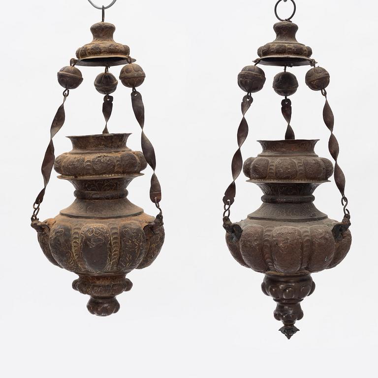 Two tabernacle lamps, Southern Europe, 19th century.