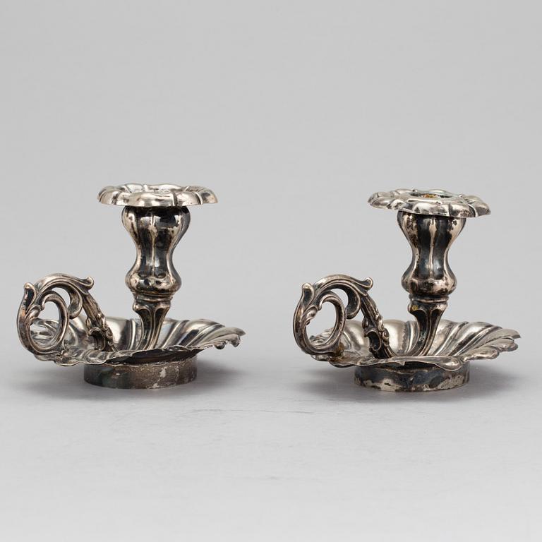 LJUSSTAKAR, ett par, silver, Christian Brockman, Karlstad, 1877.