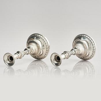 A pair of 18th century silver candlesticks, marks of Julius Marianus Bergs, Stockholm 1781.