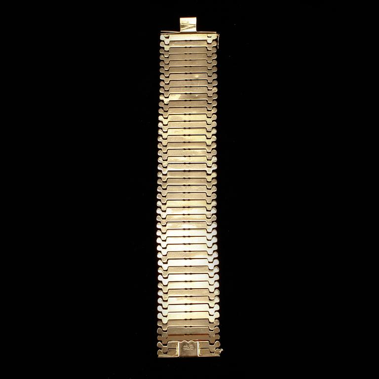 ARMBAND, guld 18K, stämplad Brevet, 1950-60-talet. Vikt 67 gram.