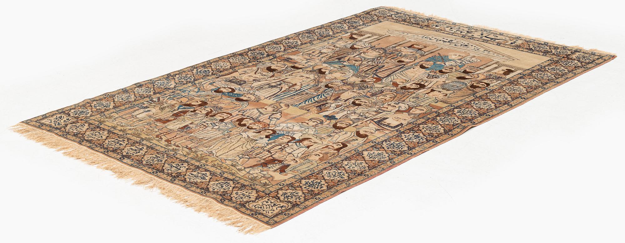 Matta, antik, Kirman Laver "Mashahir" (Världens härskare), ca 230 x 143 cm.