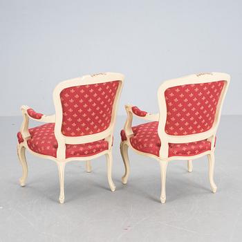 KARMSTOLAR, ett par, rokokostil, 1900-talets senare del.