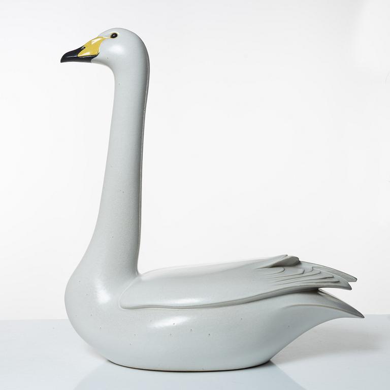 Paul Hoff, a stoneware sculpture of a swan, "Cyngus Cyngus", Gustavsbergs STudio, Sweden, 1986.