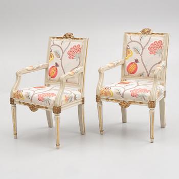 A pair of Gustavian chairs from western Sweden, late 18th century.