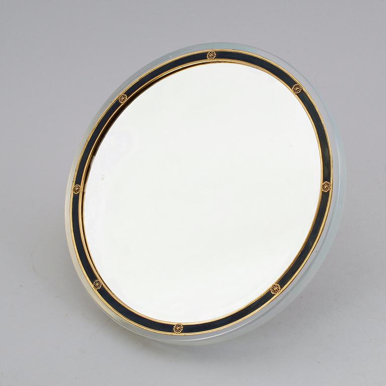 HANDSPEGEL, glas, sannolikt Frankrike, 1900-talets första hälft.