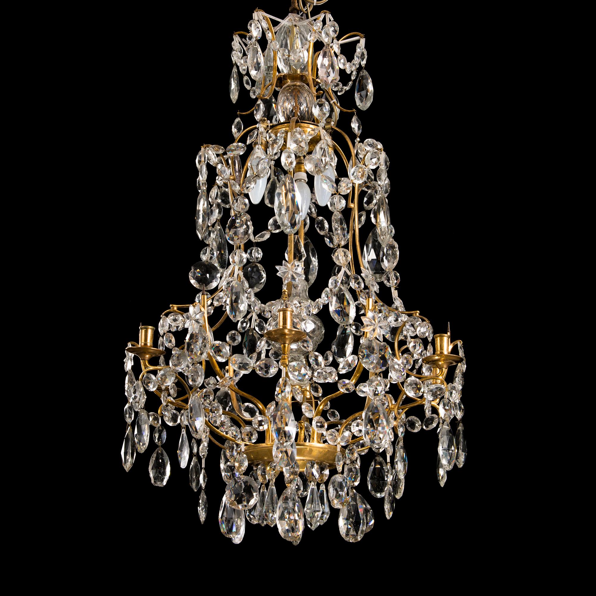 A SWEDISH CHANDELIER BY OLOF WESTERBERG, rokoko, Stockholm 1792.
