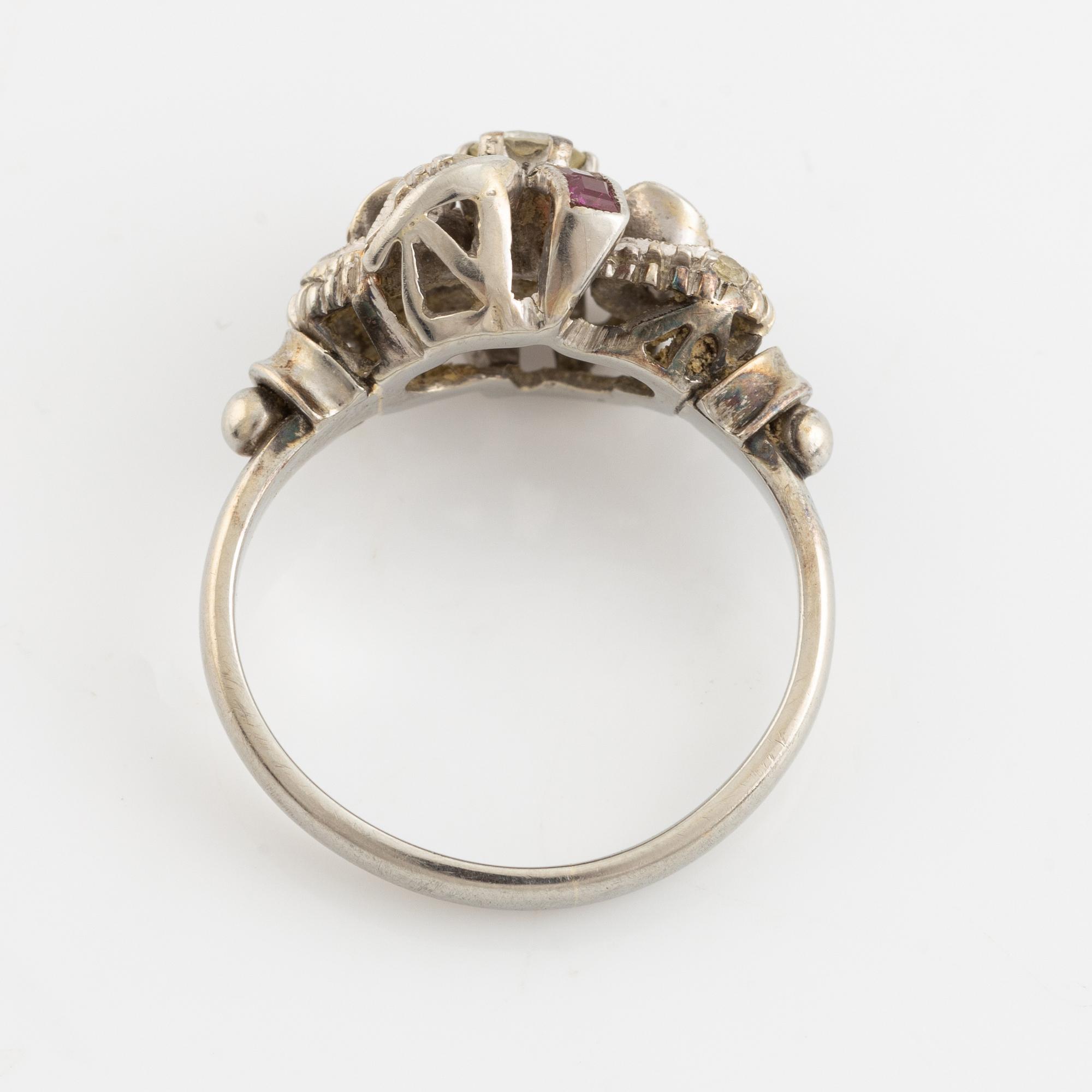 Diamond and ruby ring.