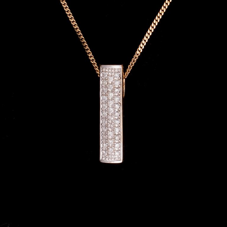 HÄNGE, 14K guld, små diamanter. Vikt tot. 4,1 g.