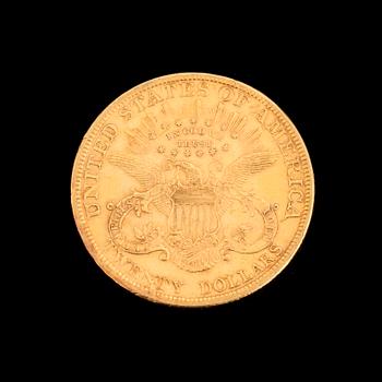 TWENTY DOLLARS GOLD COIN, 1899. Weight ca 33 grams.