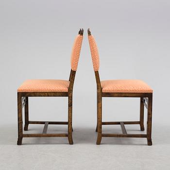 A 1920´s dinner table and six chairs probably designed by Axel Einar Hjorth for AB Svenska möbelfabriken Bodafors.
