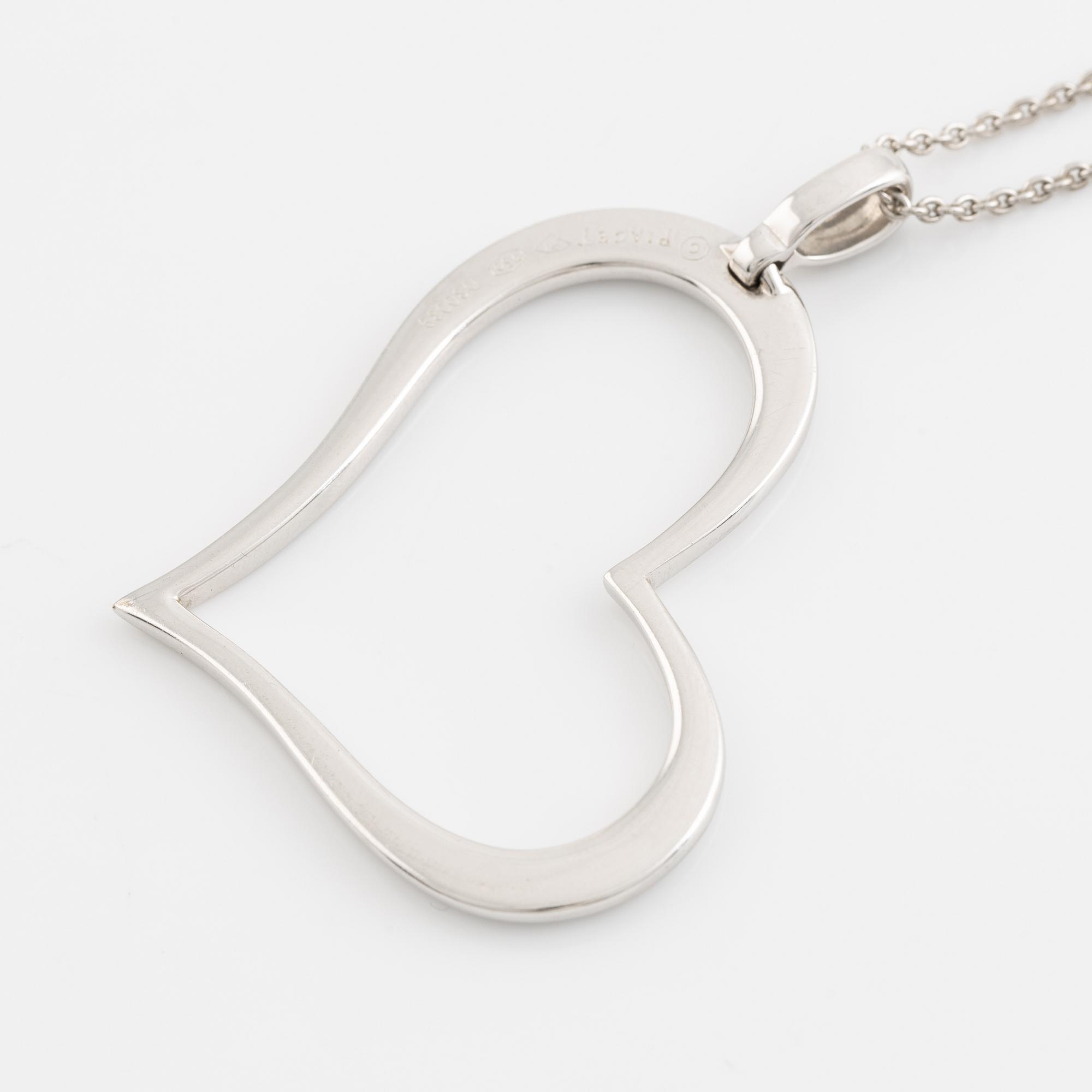 Piaget, 18K white gold and brilliant cut diamond heart necklace.