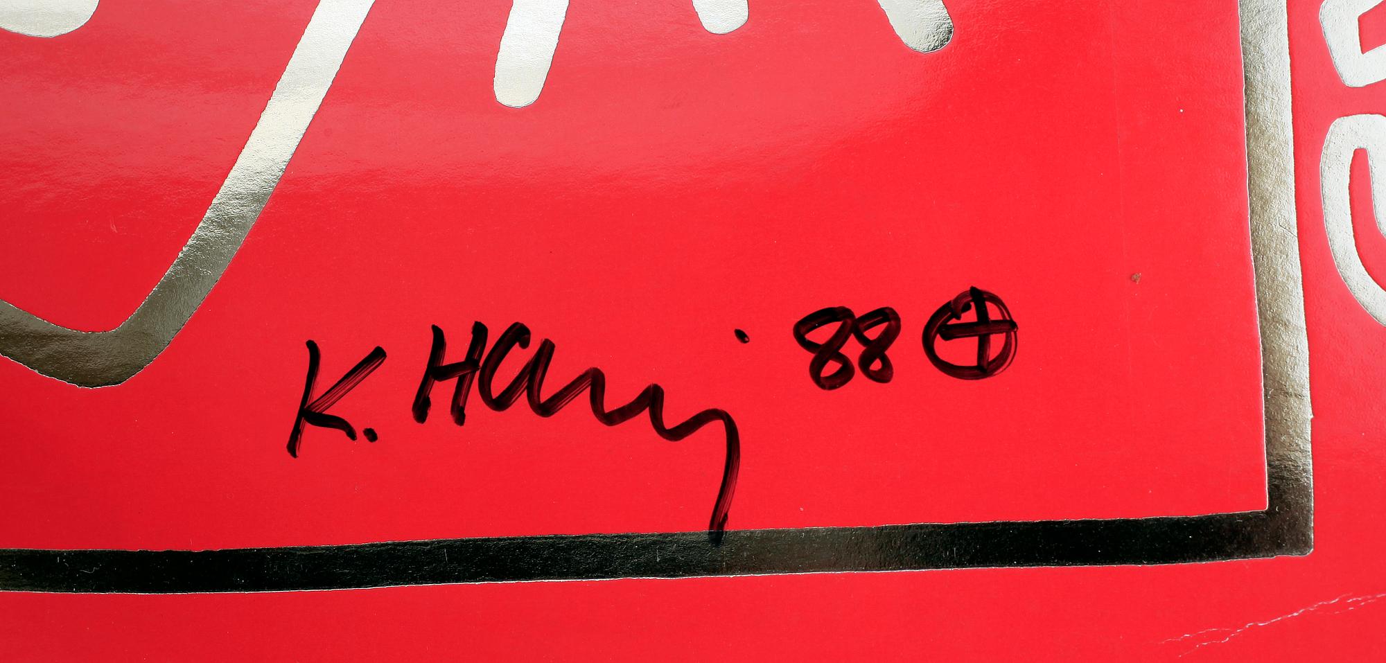 KEITH HARING, omslag till vinylskiva, signerat och daterat -88.