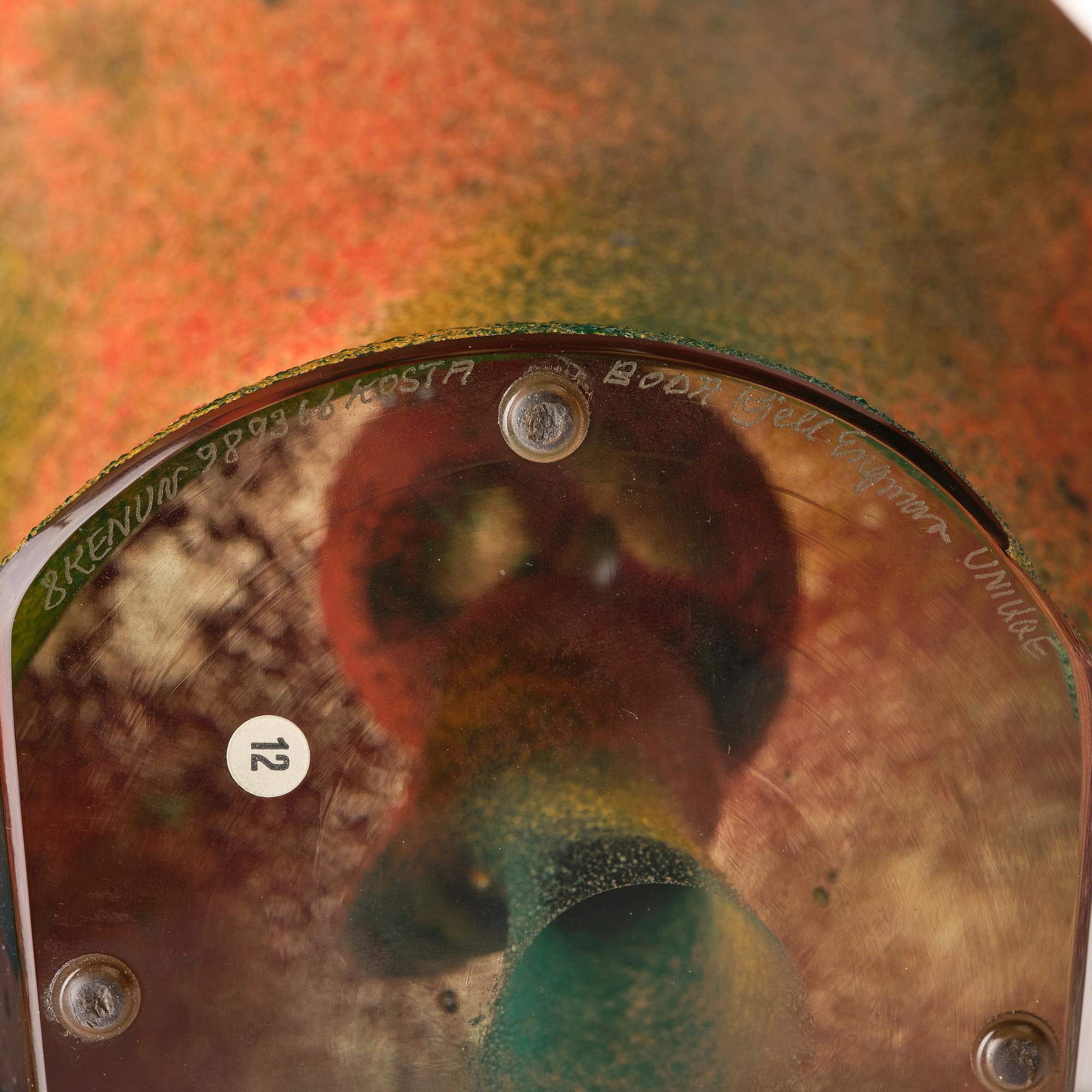 Kjell Engman, a unique sandblasted glass sculpture, Kosta Boda, Signed.