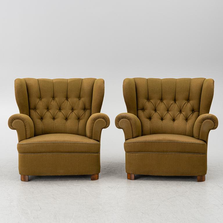 Armchairs, a pair, Swedish Modern, 1940s.