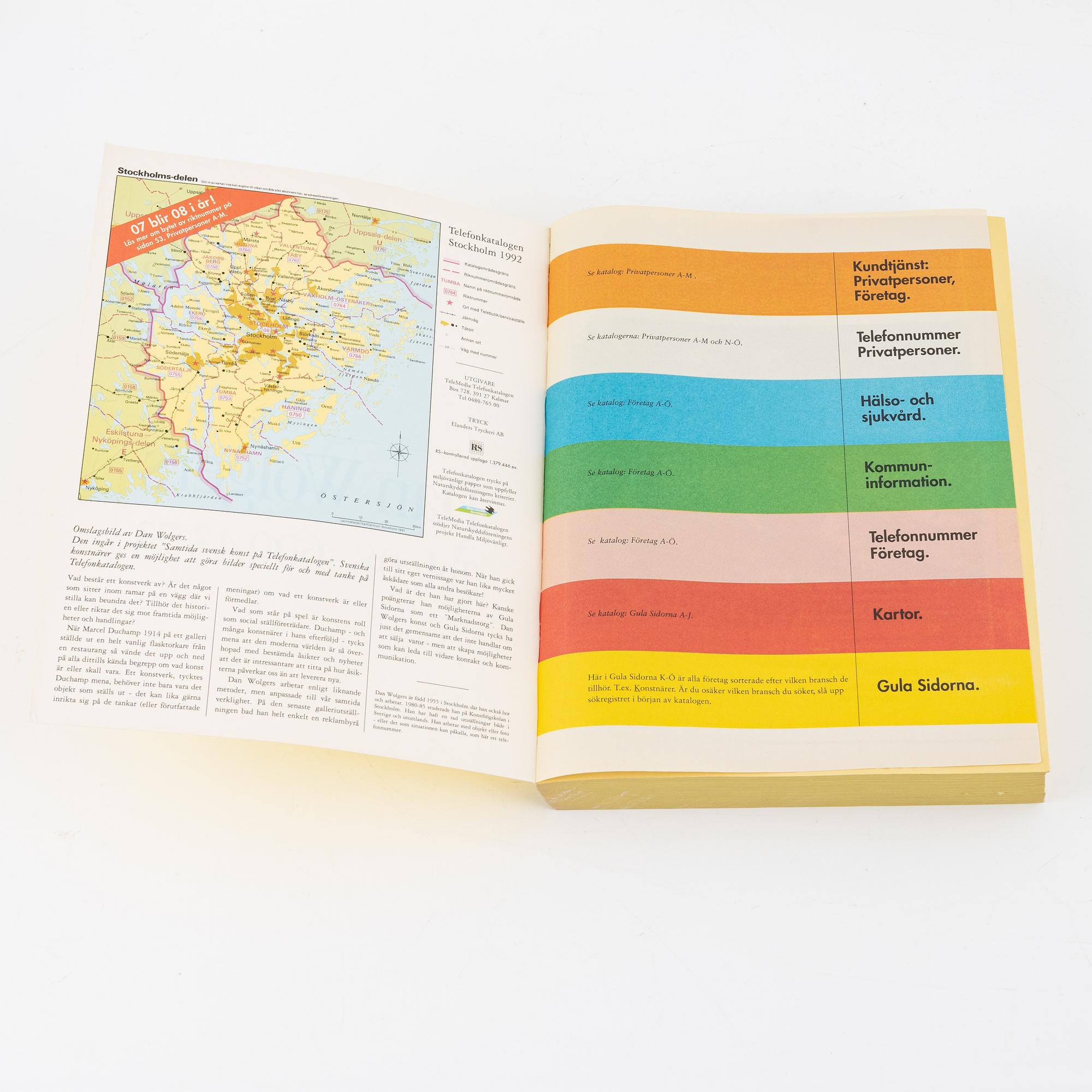 Dan Wolgers, telefonkatalogen 1992.