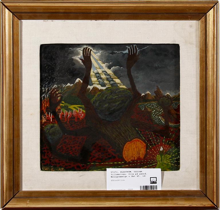 ELGSTRÖM, OSSIAN. Tillskriven. Olja på pannå. Monogramsign o dat 45.