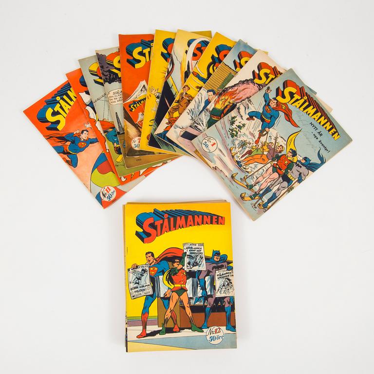 STÅLMANNEN, serietidningar, kompletta årgångar 1950-1953.