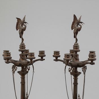 FERDINAND BARBEDIENNE, attributed to, a pair of 19th century bronze candelabra.