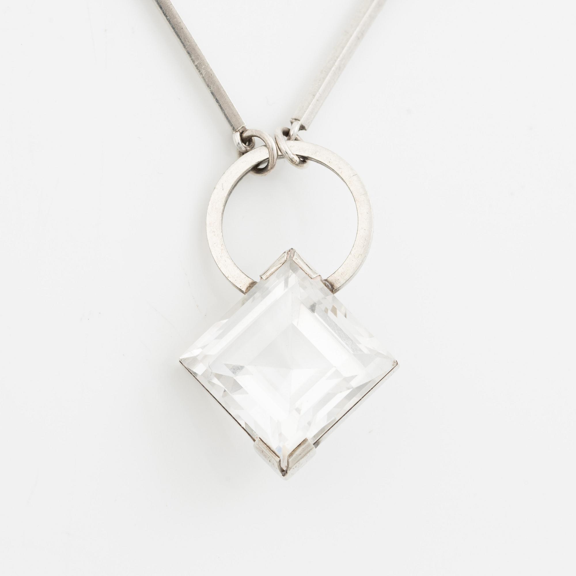 Wiwen Nilsson, a necklace, sterling silver with step-cut rock crystal, Lund 1974.