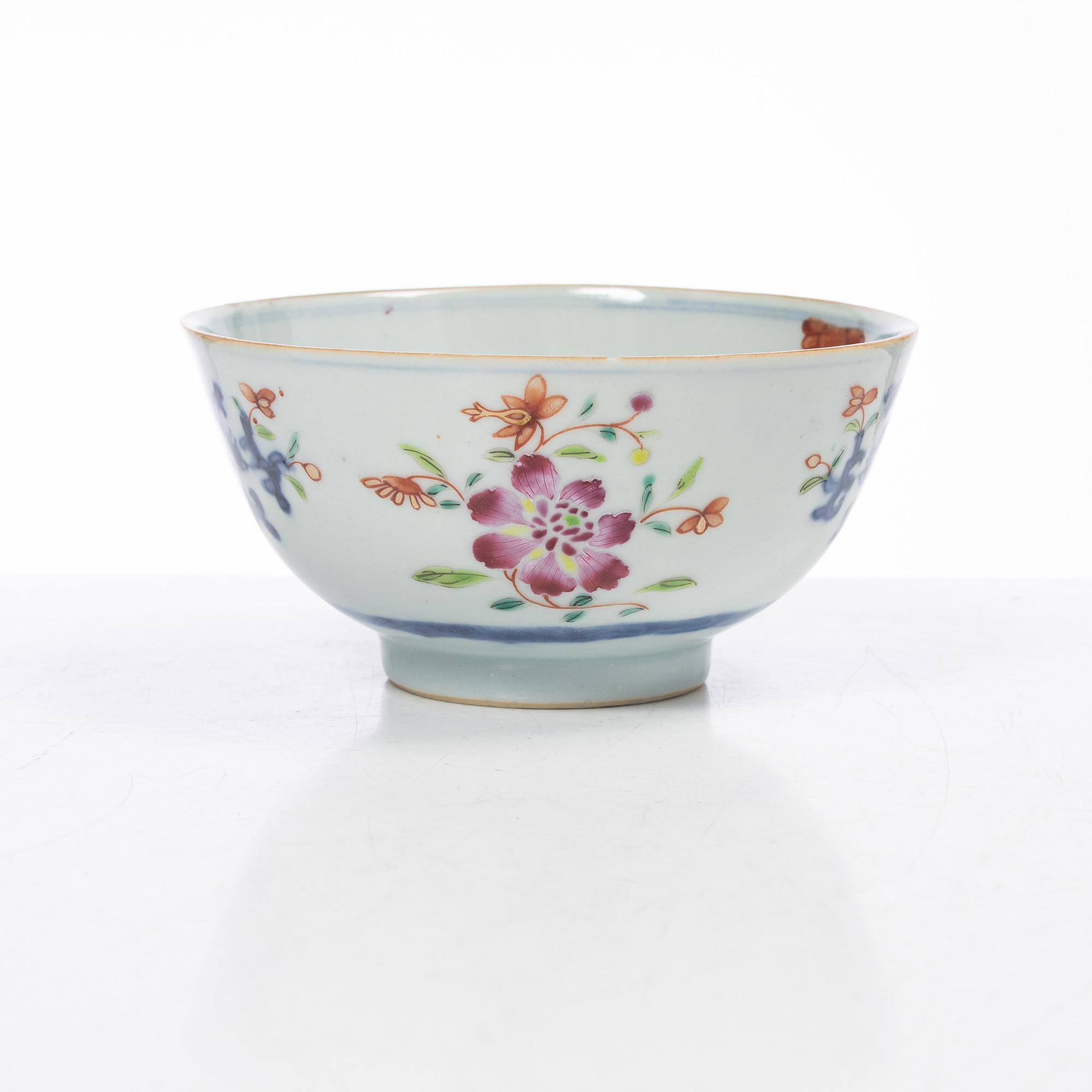 Parti Famille Rose-porslin, 5 delar, kina, Qianlong (1736-95).