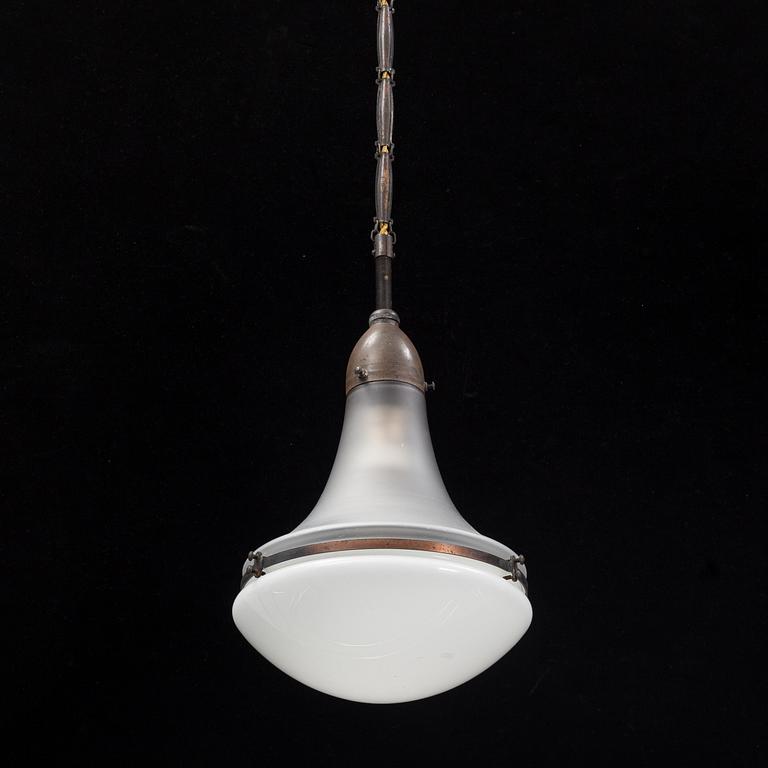 A glass and metall ceiling lamp "Luzette" by Peter Behrens for AEG (Allgemeine Electricitäts-Gesellschaft), Germany.