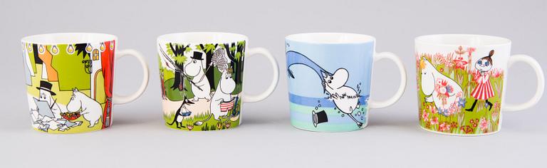 MOOMIN-MUGS, 8 pcs, porcelain, 'Summer season mugs', Moomin Characters, Arabia 2007-2018.