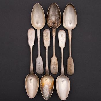 A set of 11 Russian silver spoons, 1874-1881.