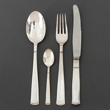 JACOB ÄNGMAN, 48 psc silver cutlery, 'Rosenholm', GAB, some Stockholm 1959.