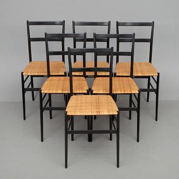 STOLAR, 6 st, "Superleggera" Gio Ponti, Cassina, Italien.