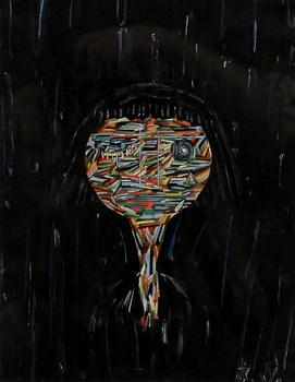 OKÄND KONSTNÄR, blandteknik, monogramsign.