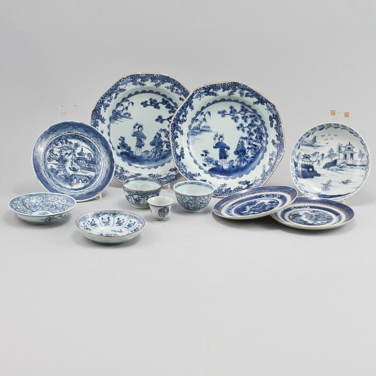 PARTI PORSLIN, 9 delar, porslin, Kina, 1700-tal/tidigt 1800-tal.