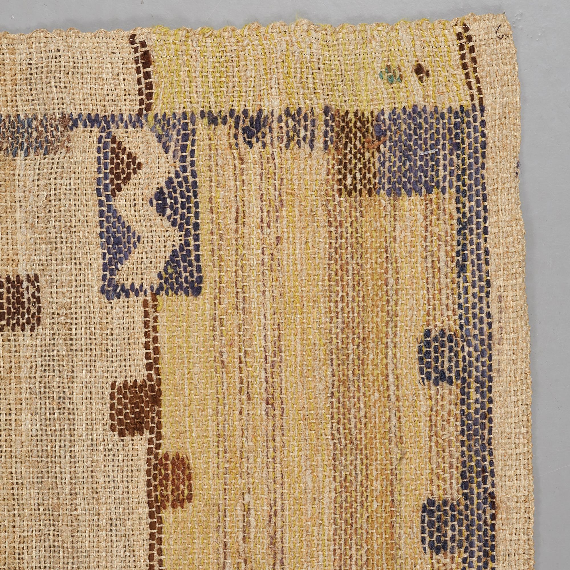 Märta Måås-Fjetterström, A DRAPE, "Skaftbladen", wool inlay on linen, ca 226 x 150,5 cm, signed AB MMF.