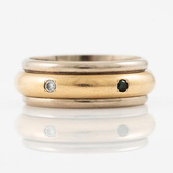 Ring, 18K guld med briljantslipade diamanter och färgade stenar.